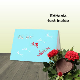 Cartes Pour Fêtes Annuelles Aviron Saint Valentin rouge bleu