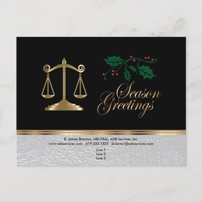 Cartes Pour Fêtes Annuelles Avocat - Noël (Devant)