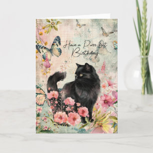 Cartes Pour Fêtes Annuelles Avoir un chat noir Purr-fect Anniversaire