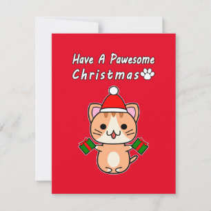 Cartes Pour Fêtes Annuelles Avoir Un Noël Pawesant - Ginger Tabby Cat