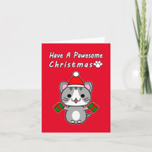 Avoir un Noël Pawesome - Chat Gris Tabby