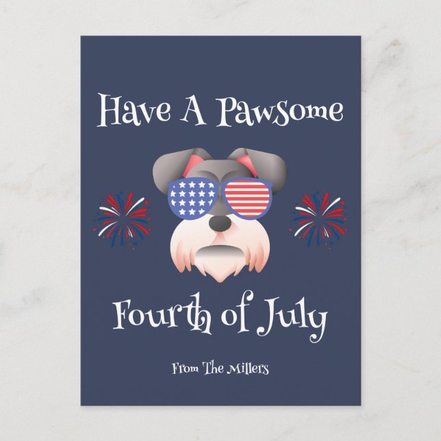 CARTES POUR FÊTES ANNUELLES AVOIR UN PLAN 4 JUILLET SCHNAUZER (Devant)