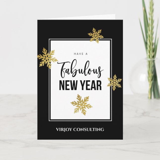 Cartes Pour Fêtes Annuelles Avoir UNE Fabuleuse NOUVELLE ANNÉE | Entreprise Or (Devant)