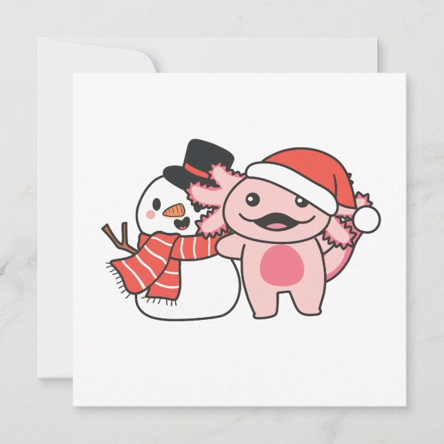 Cartes Pour Fêtes Annuelles Axolotal Avec Snowman En Hiver À Noël (Devant)