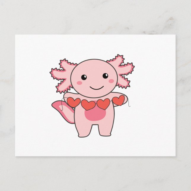 Cartes Pour Fêtes Annuelles Axolotl pour la Saint-Valentin Animaux mignons ave (Devant)