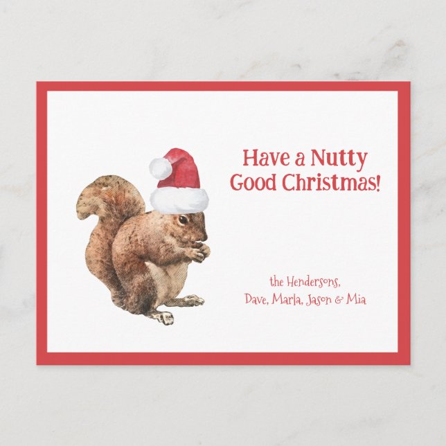 Cartes Pour Fêtes Annuelles Ayez un bon écureuil de Noël NUTTY (Devant)