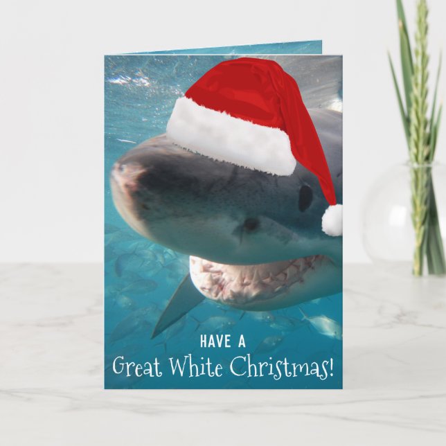 Cartes Pour Fêtes Annuelles Ayez un grand blanc Noël Funny Shark Australie (Devant)