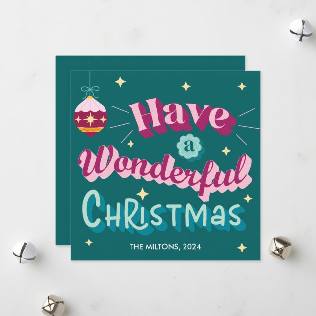 Cartes Pour Fêtes Annuelles Ayez Un Merveilleux Rétro De Noël (Devant/Arrière en situation)