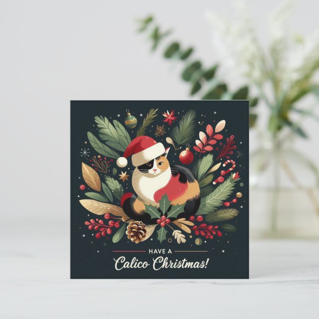 Cartes Pour Fêtes Annuelles Ayez un Noël Calico (Debout devant)