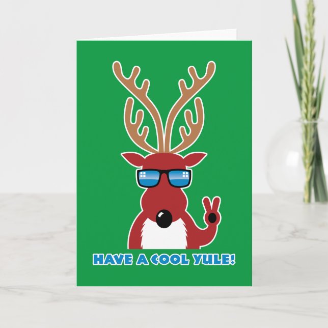 Cartes Pour Fêtes Annuelles Ayez un Yule Cool ! Reindeer aux teintes (Devant)