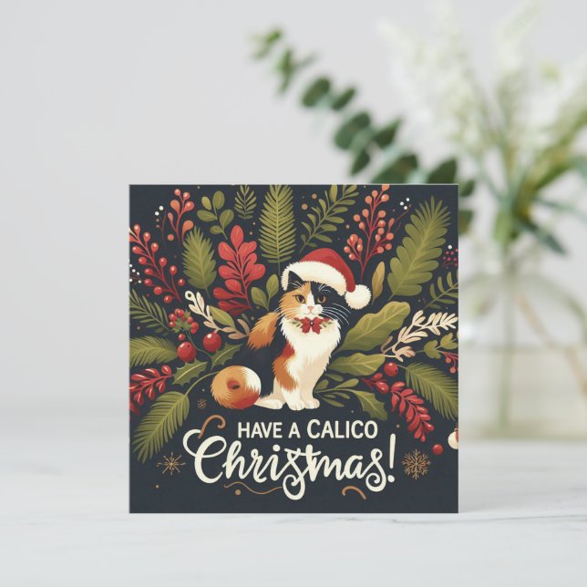 Cartes Pour Fêtes Annuelles Ayez une couronne de Noël de Calico (Debout devant)