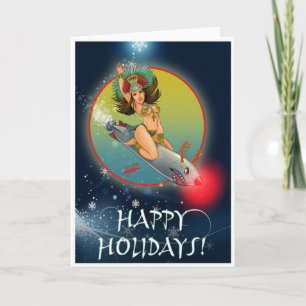 Cartes Pour Fêtes Annuelles Aztec Torpedo Girl Holiday Card