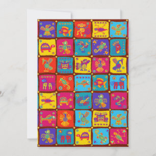 Cartes Pour Fêtes Annuelles Aztèque coloré Animaux mexicains 1