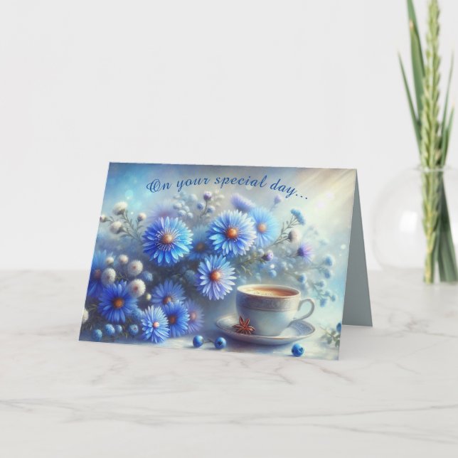 Cartes Pour Fêtes Annuelles Azure Aster Flowers Collection - Journée spéciale (Devant)