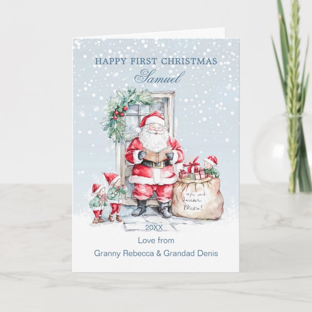 Cartes Pour Fêtes Annuelles Baby 1st Christmas Père Noël Elf's Presents (Devant)