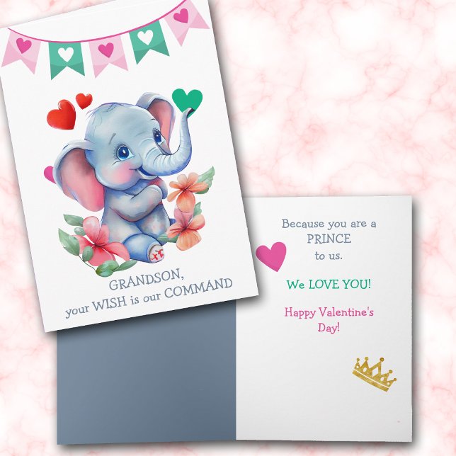 Cartes Pour Fêtes Annuelles Baby Elephant Grand-fils Prince Valentine (Créateur téléchargé)