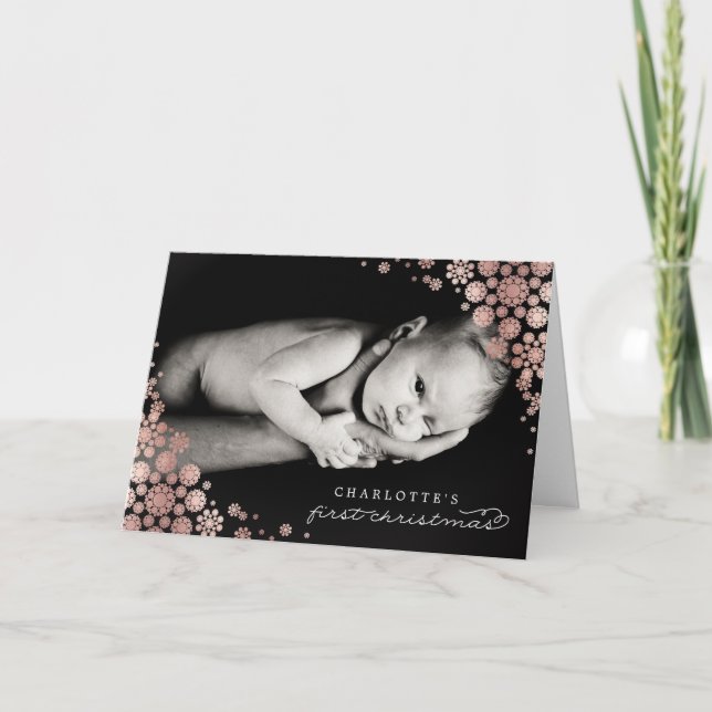 Cartes Pour Fêtes Annuelles Baby First Christmas Winter Snowflakes Photo Naiss (Devant)