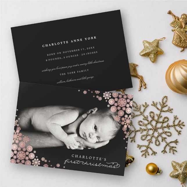 Cartes Pour Fêtes Annuelles Baby First Christmas Winter Snowflakes Photo Naiss (Créateur téléchargé)