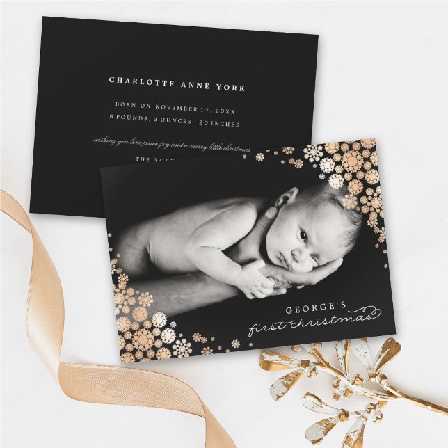Cartes Pour Fêtes Annuelles Baby First Christmas Winter Snowflakes Photo Naiss (Créateur téléchargé)