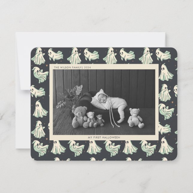 Cartes Pour Fêtes Annuelles Baby First Halloween Éffrayant bébé photo (Devant)