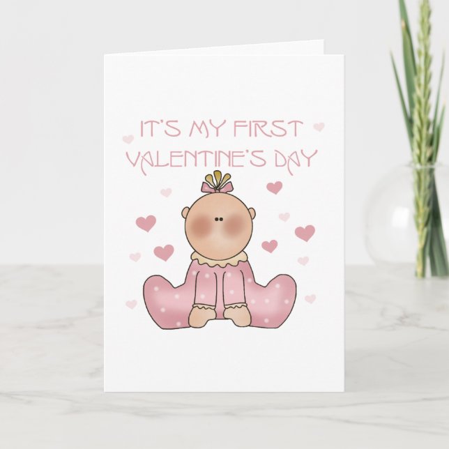 Cartes Pour Fêtes Annuelles Baby Girl 1er Saint Valentin (Devant)