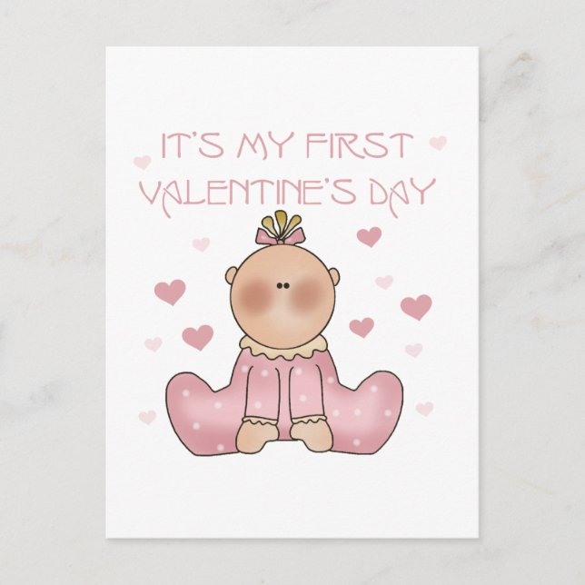 Cartes Pour Fêtes Annuelles Baby Girl 1er Saint Valentin (Devant)
