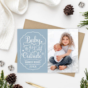 Cartes Pour Fêtes Annuelles Baby It's Cold Outside Photo Dusty Blue