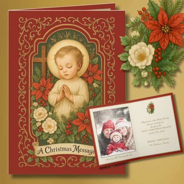 Cartes Pour Fêtes Annuelles Baby Jesus Catholic Christmas Photo  (Créateur téléchargé)