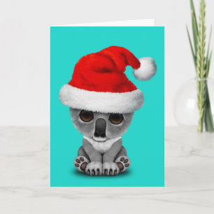 Cartes Pour Fêtes Annuelles Baby Koala portant un chapeau de Père Noël