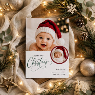 Cartes Pour Fêtes Annuelles Baby Premier Noël Photo Script Typographie