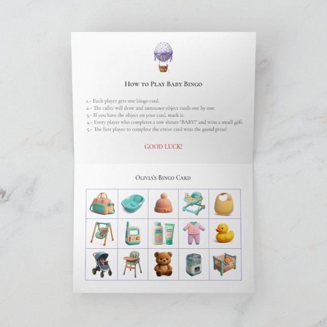 Cartes Pour Fêtes Annuelles Baby Shower Bingo Game Board6. Fun Party (Intérieur)