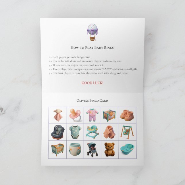 Cartes Pour Fêtes Annuelles Baby Shower Bingo Game Board9. Fun Party (Intérieur)