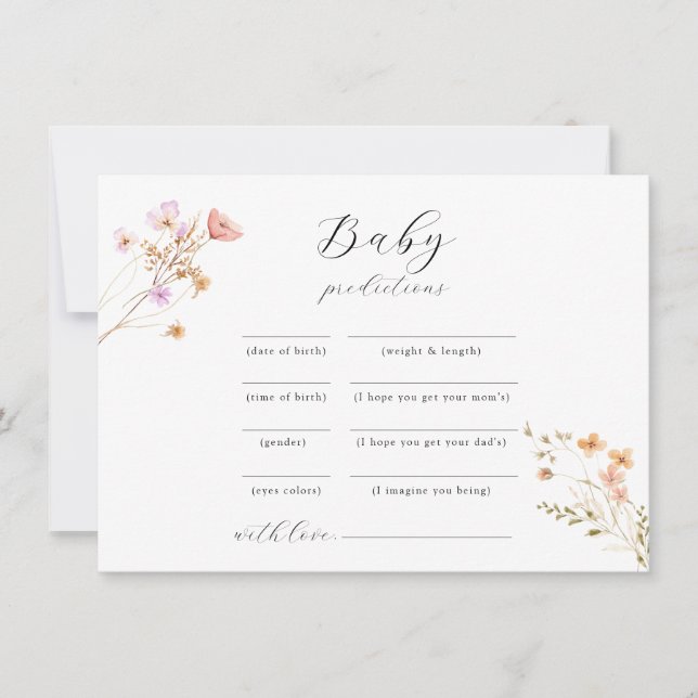 Cartes Pour Fêtes Annuelles Baby shower fleur sauvage Conseil Jeu (Devant)