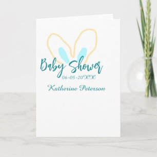 Cartes Pour Fêtes Annuelles Baby shower nom date bleu jaune oreille d'animal m