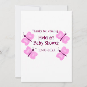 Cartes Pour Fêtes Annuelles Baby shower papillon rose aquarelle ajouter nom
