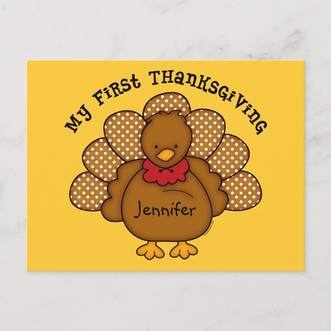 Cartes Pour Fêtes Annuelles Baby Turquie 1er Thanksgiving (Devant)