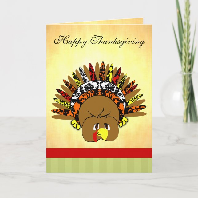 Cartes Pour Fêtes Annuelles babyturkeycolorsdamaskcercles (Devant)