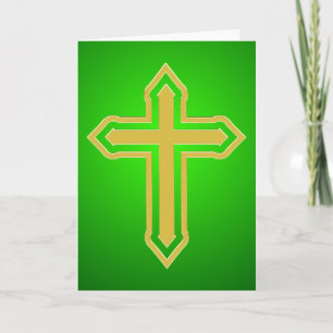 Cartes Pour Fêtes Annuelles Backgound vert croisé d'or
