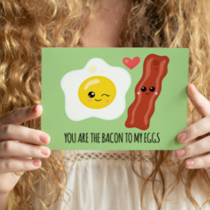Cartes Pour Fêtes Annuelles Bacon et Œufs Kawaii Saint-Valentin Drôle