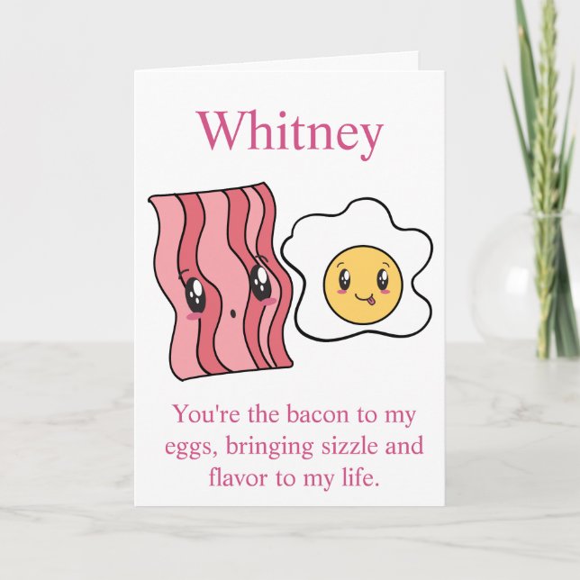Cartes Pour Fêtes Annuelles Bacon et oeufs Petit-déjeuner Funny Valentines Car (Devant)