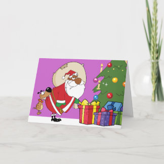 Cartes Pour Fêtes Annuelles Bad Dog mord Black Père Noël sur le bouton