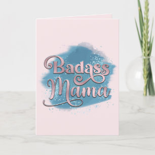 Cartes Pour Fêtes Annuelles Badass Mama Dusty Bleu & Parties scintillant rose