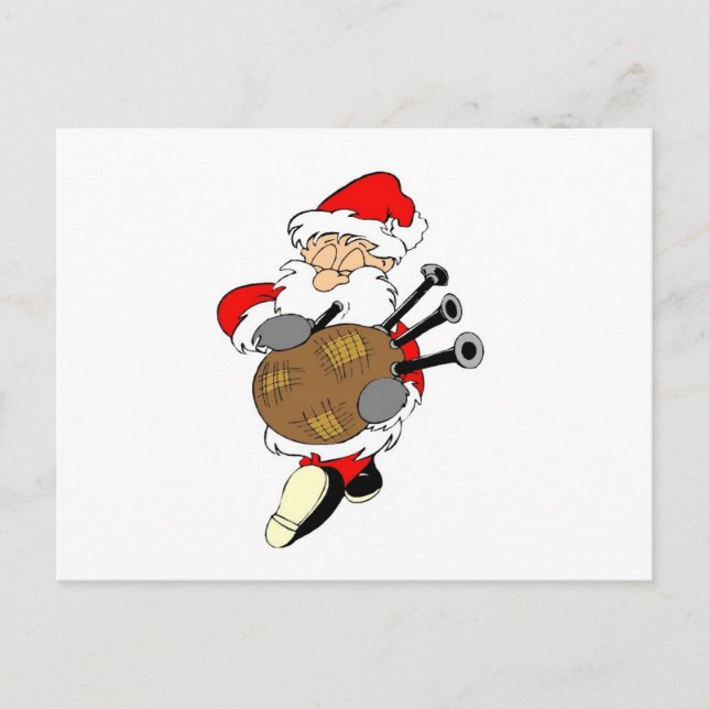 Cartes Pour Fêtes Annuelles Bagpipe Père Noël (Devant)