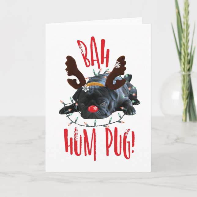 Cartes Pour Fêtes Annuelles Bah Hum Carlin Carlin noir Reindee de Noël (Devant)