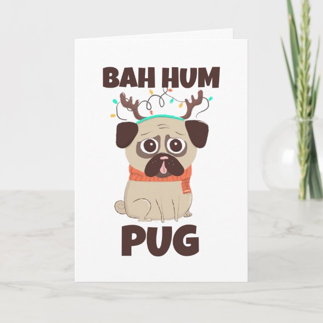 Cartes Pour Fêtes Annuelles Bah Hum Carlin Chien de Noël (Devant)