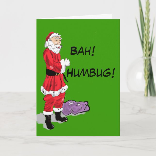 Cartes Pour Fêtes Annuelles Bah ! Humbug ! Père Noël (Devant)
