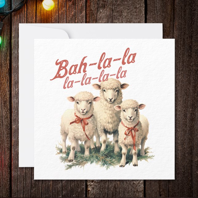 Cartes Pour Fêtes Annuelles Bah La La Cute Retro Noël Moutons (Créateur téléchargé)