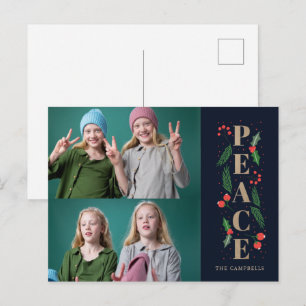 Cartes Pour Fêtes Annuelles Baies de houx de pin marine paix multiple photo