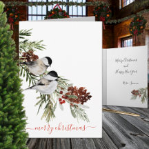 Baies de Pins de Chickadee d'hiver Joyeux Noël