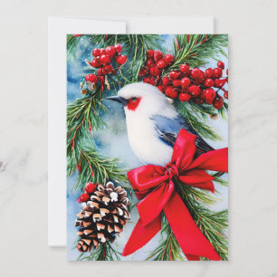 Cartes Pour Fêtes Annuelles Baies d'oiseau et Noël au budget d'arc